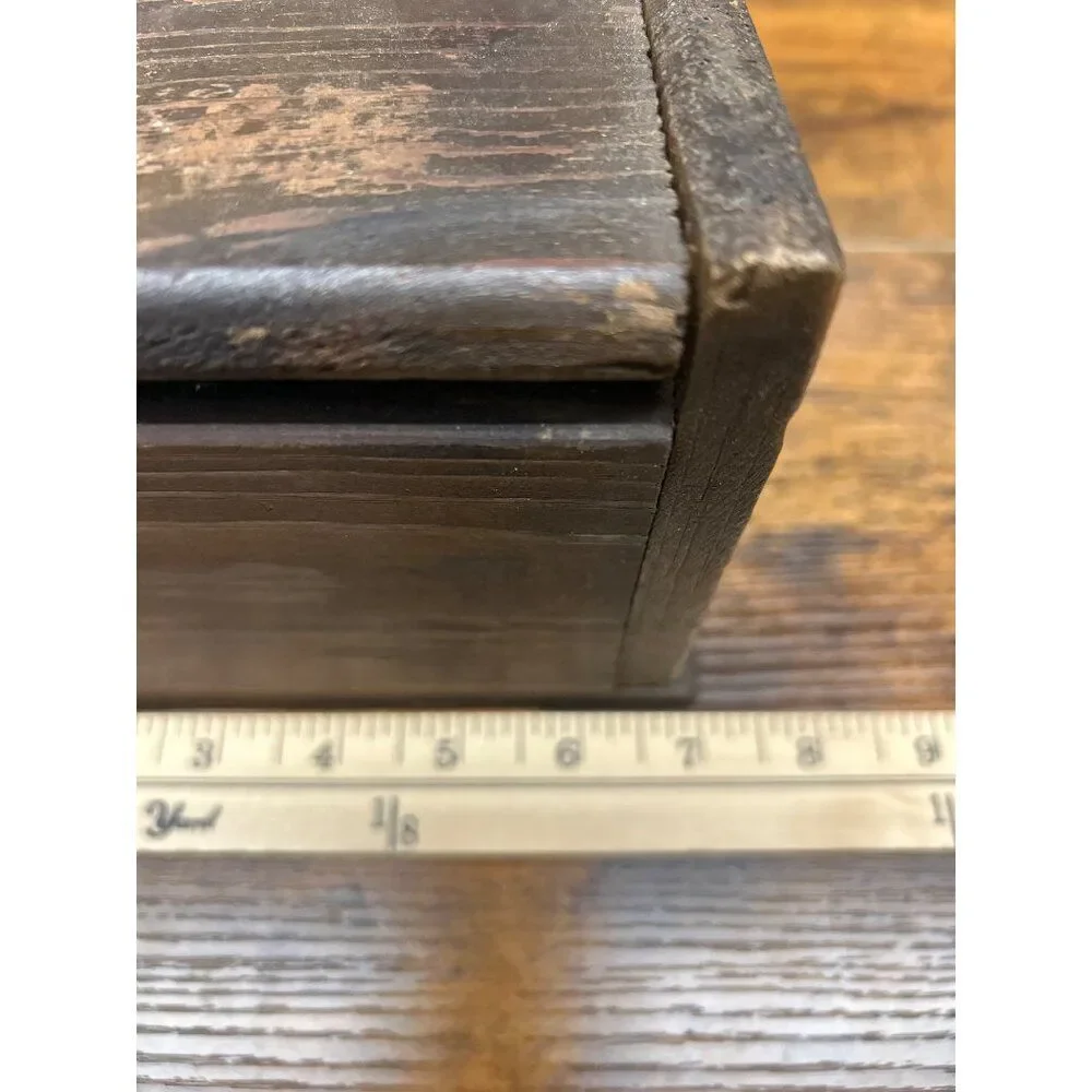 Vintage Wood Recipe Box With Rustic Kitchen Utensil Design